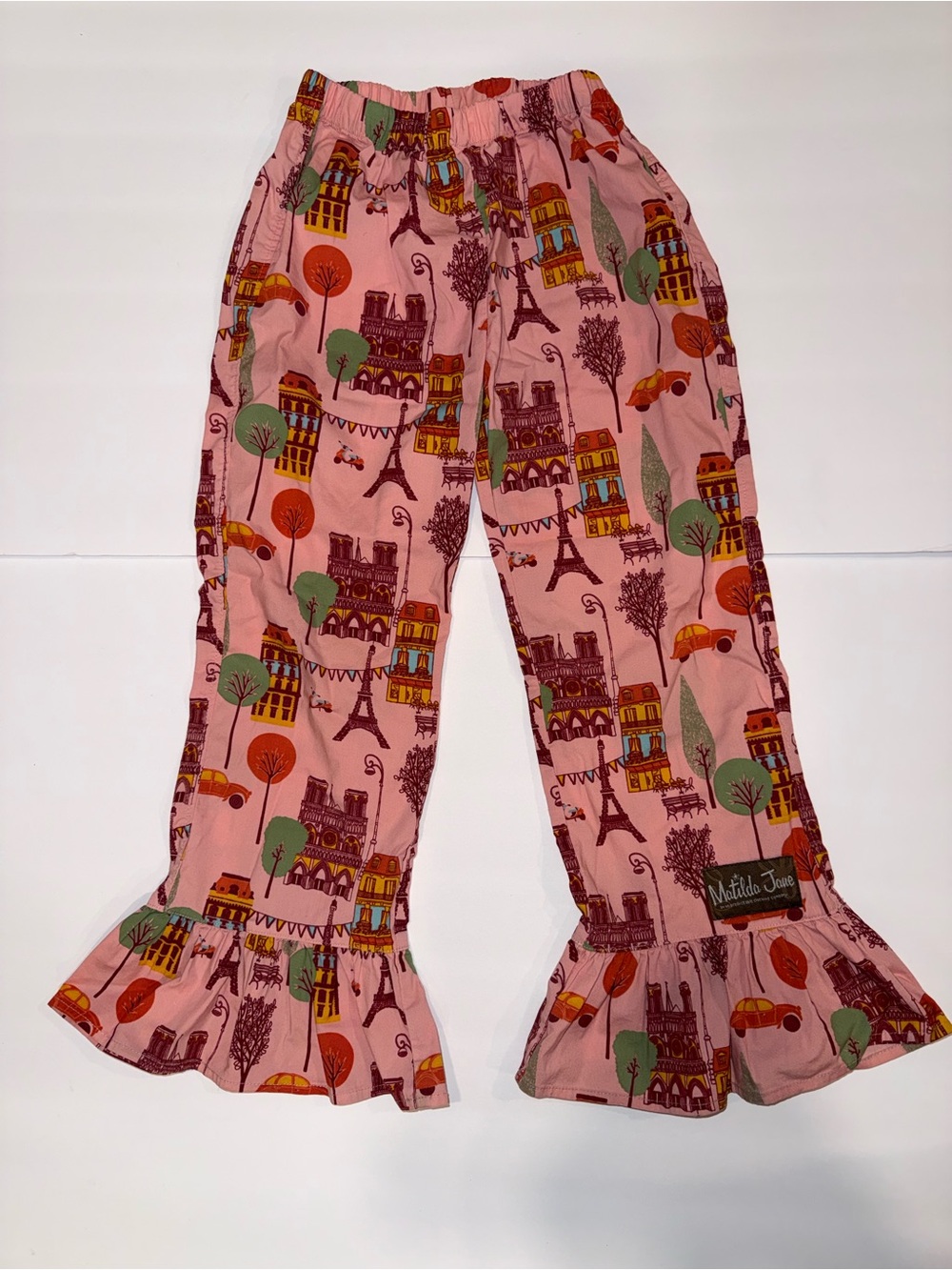 Matilda Jane Kids Pink Paris Print Ruffle Hem Pajama Pants